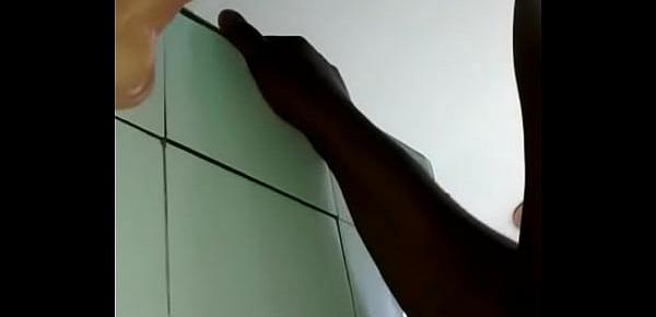  Ebony girl plays with sex toy